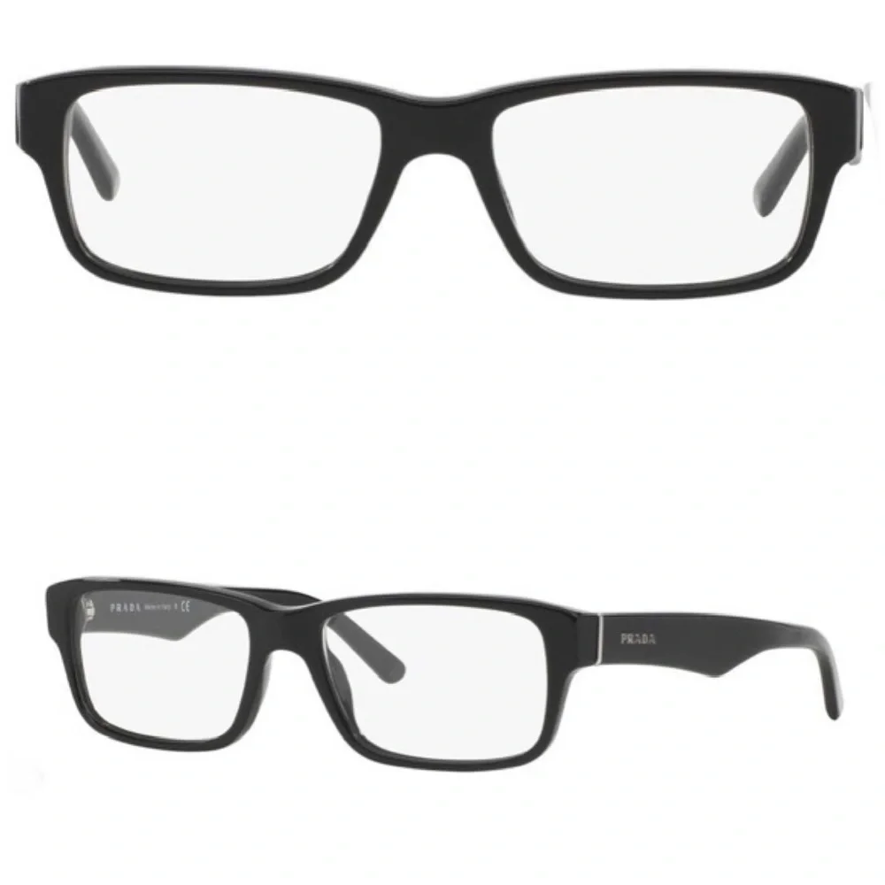 PRADA 55mm Rectangular Optical Glasses Black NEW In Case With Box